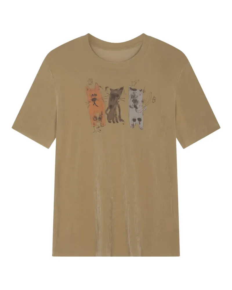 JNBY Samt-T-Shirt mit Print - Braun Braun
