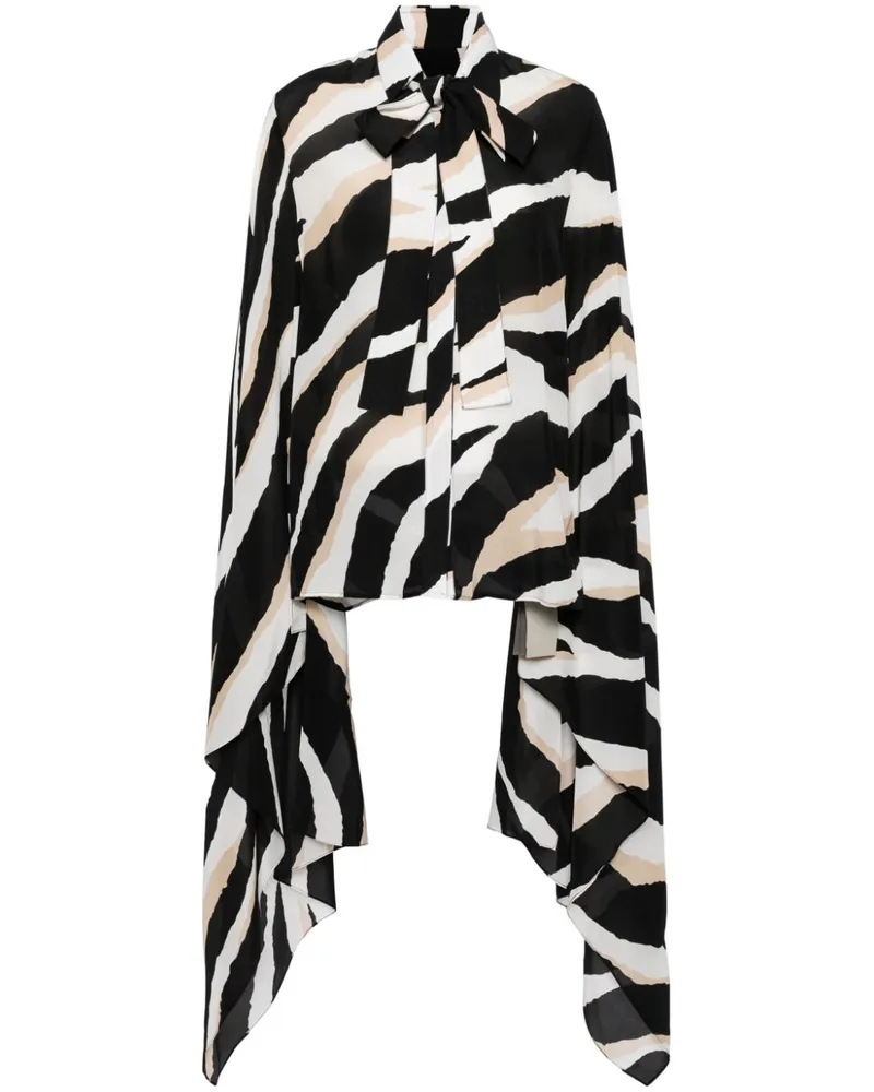 Elie Saab Seidenhemd mit Zebra-Print - Schwarz Schwarz