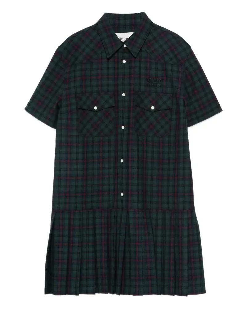 Miu Miu Hemdkleid mit Falten - Grün Grün