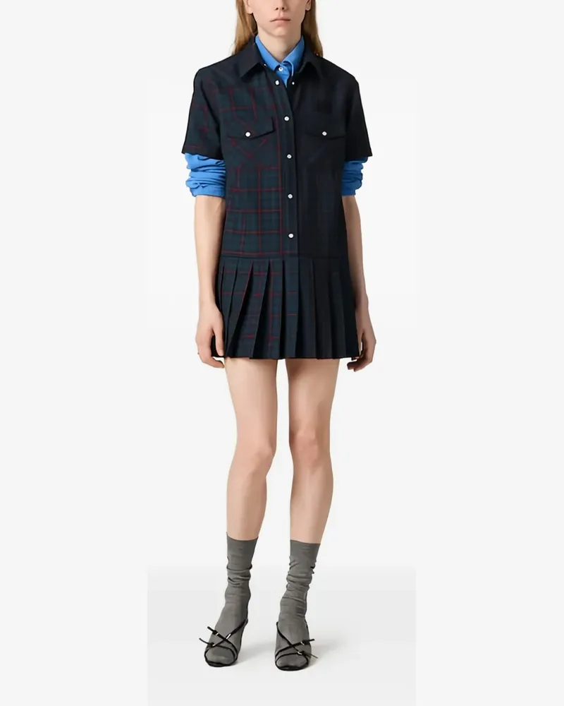 Miu Miu Hemdkleid mit Falten - Grün Grün