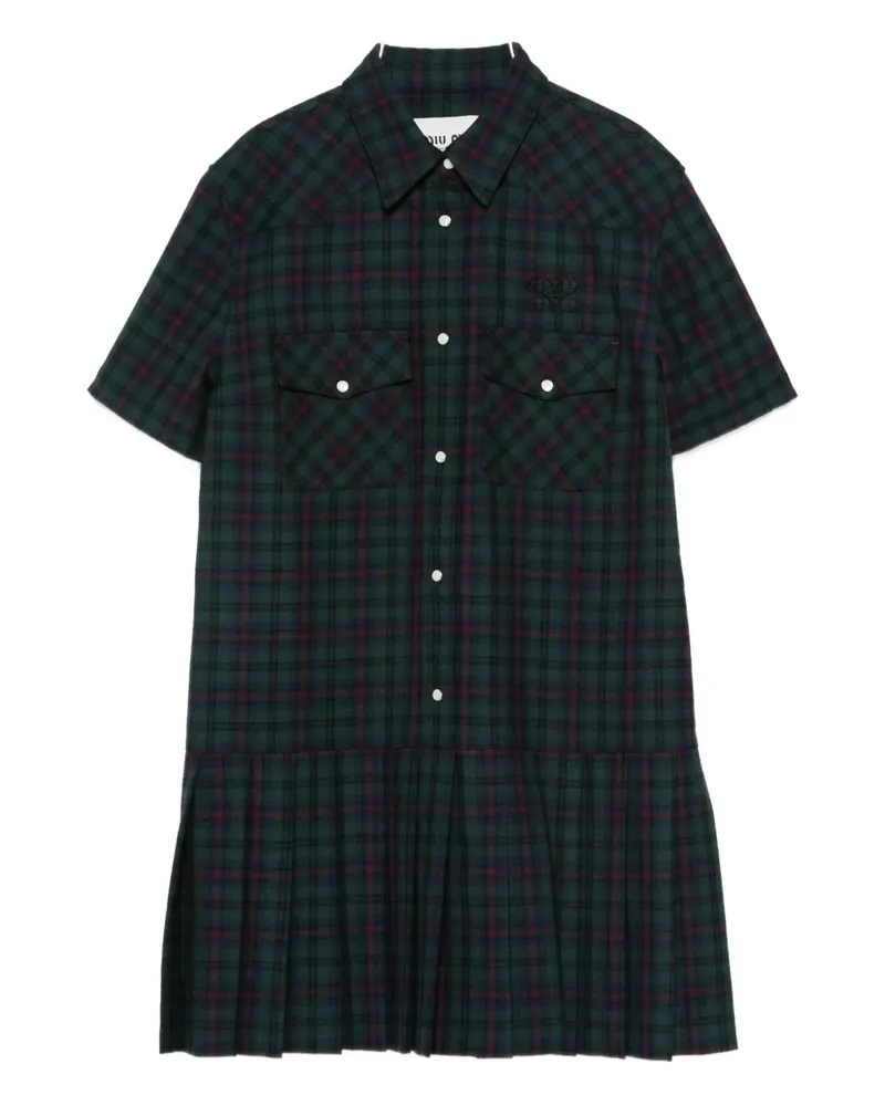 Miu Miu Hemdkleid mit Falten - Grün Grün