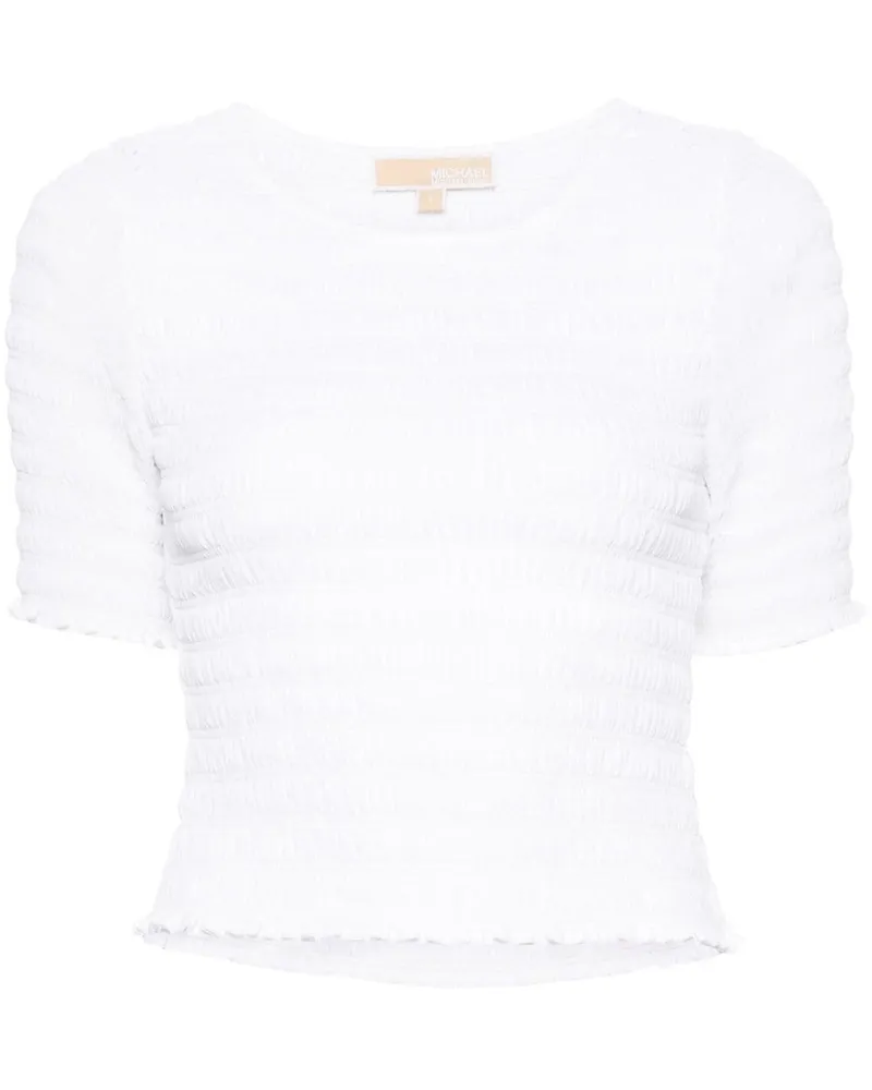 Michael Kors Gesmoktes T-Shirt mit Rüschen - Weiß Weiß