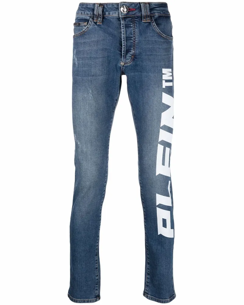Philipp Plein Tief sitzende Slim-Fit-Jeans - Blau Blau