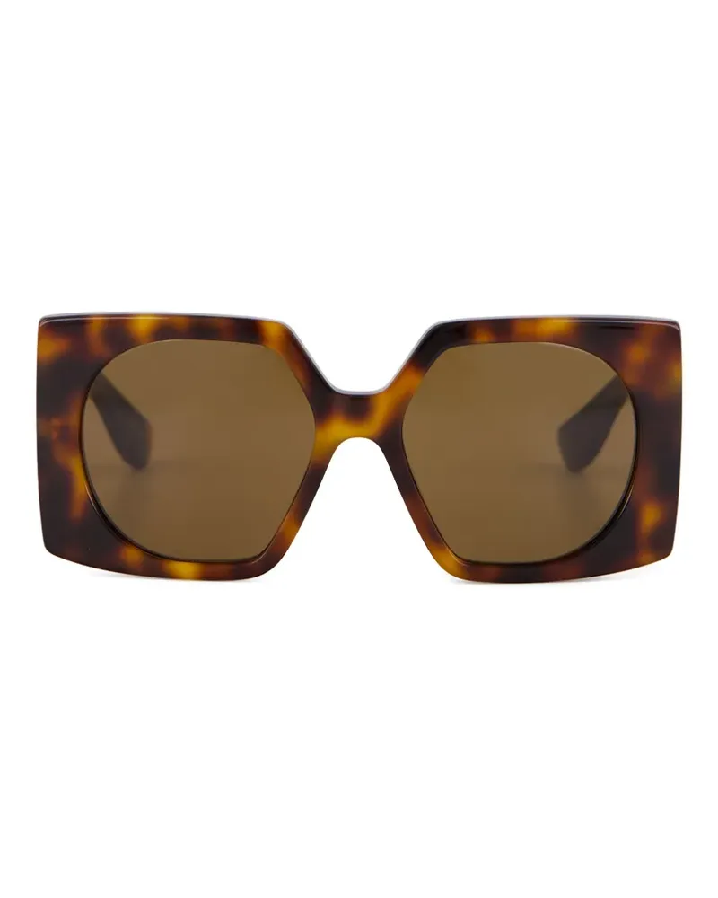 Valentino Garavani V-logo geometric-frame sunglasses - Braun Braun
