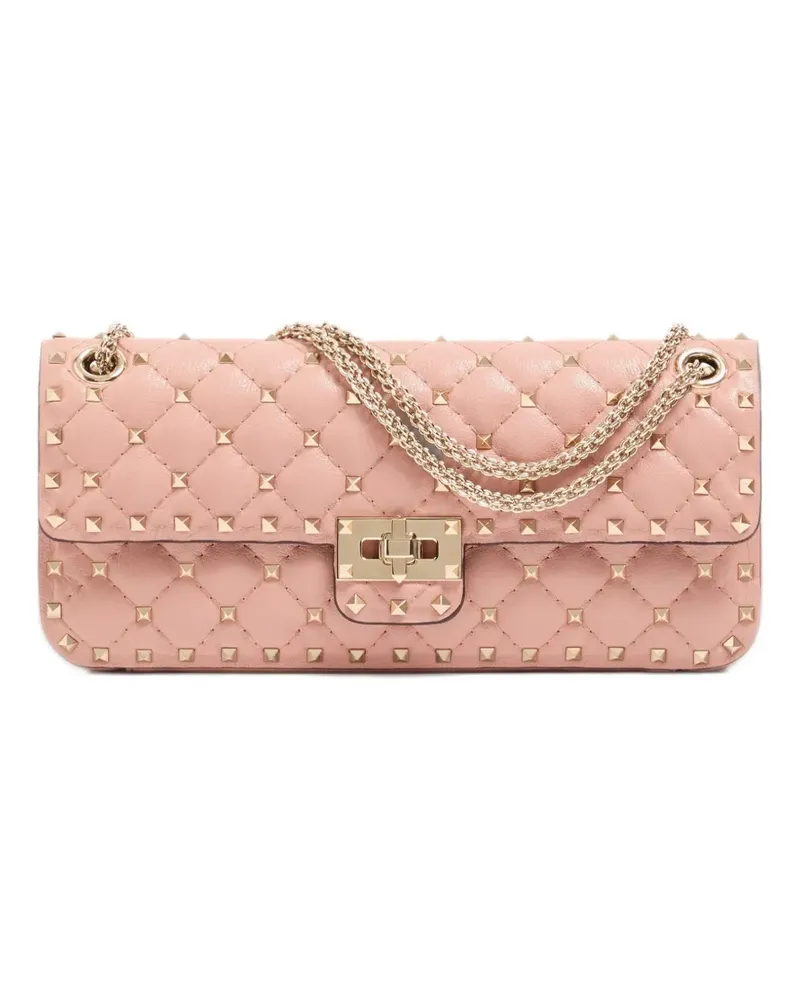 Valentino Garavani Mittelgroße Rockstud Spike Schultertasche aus Ziegenleder - Rosa Rosa