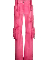 Blumarine Schmale Cargohose aus Leder Rosa