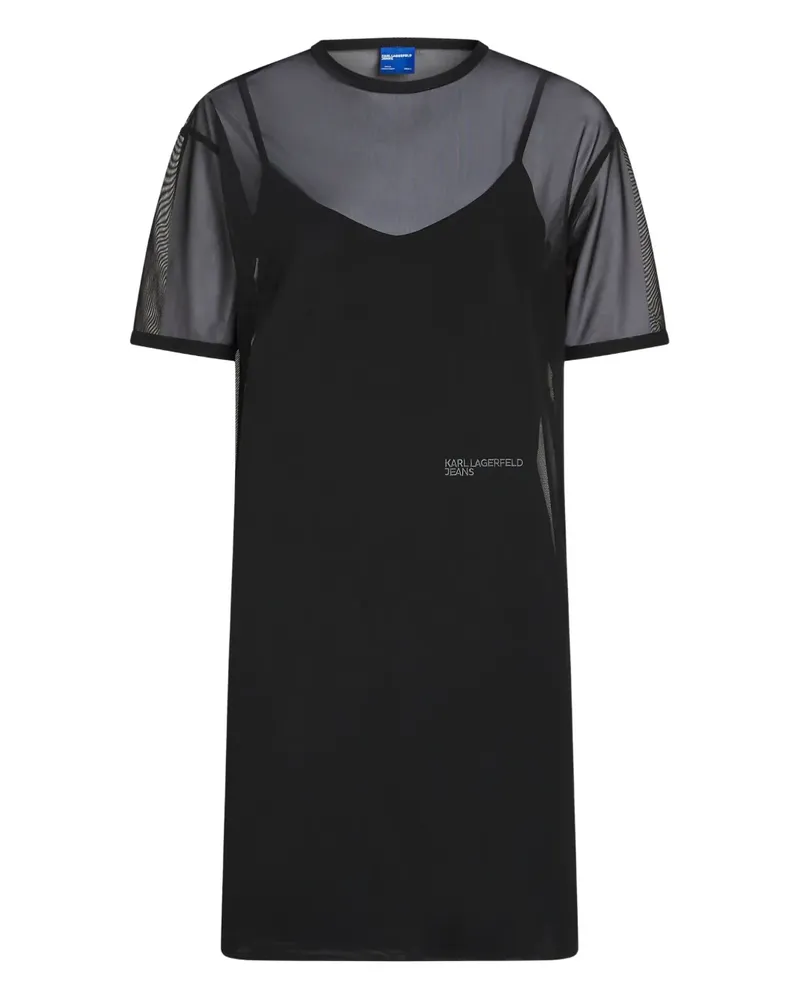 Karl Lagerfeld Jersey-Minikleid aus Mesh - Schwarz Schwarz