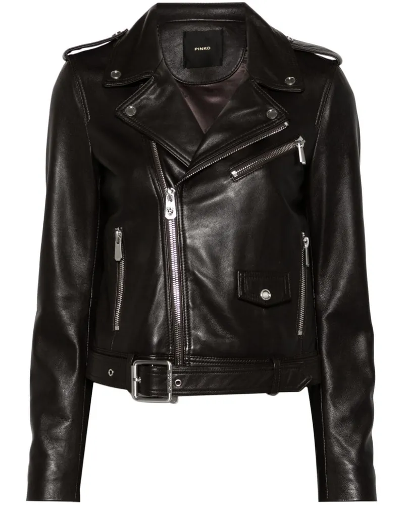 Pinko Bikerjacke aus Leder Braun