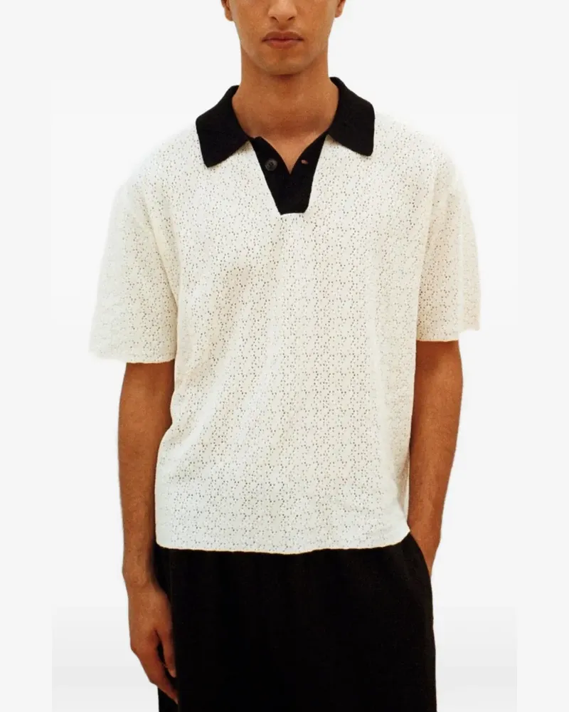 COMMAS perforated contrast-collar T-shirt - Nude Nude