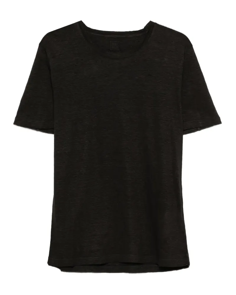 120% Lino crew-neck T-shirt - Schwarz Schwarz