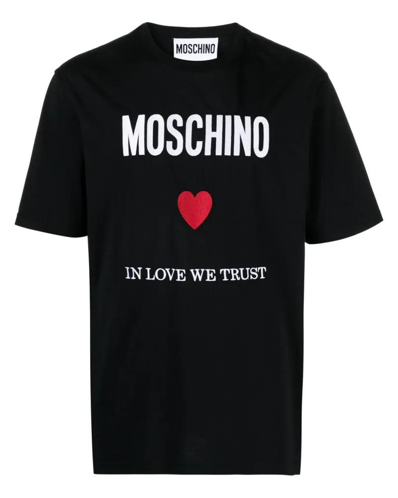 Moschino T-Shirt mit Logo-Stickerei - Schwarz Schwarz