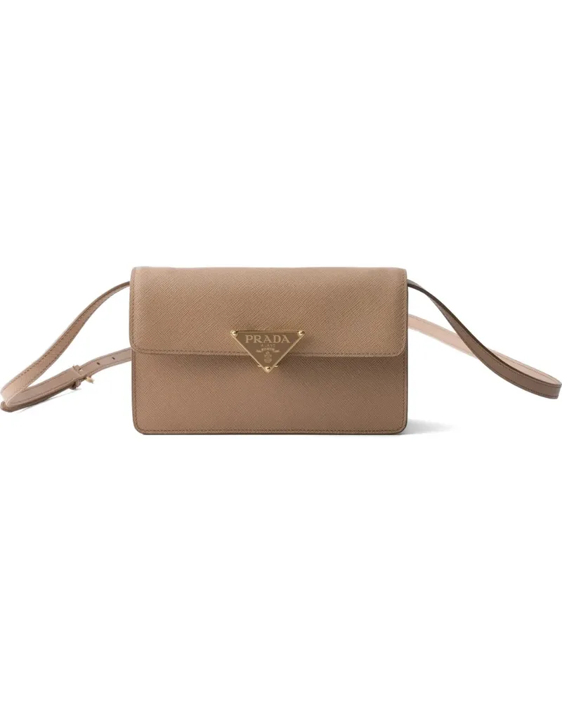 Prada Mini Embleme Tasche mit Klappe - Braun Braun