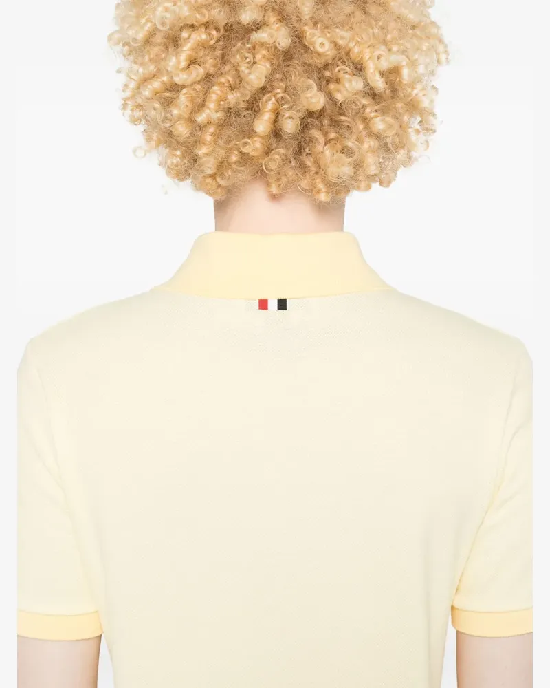 Thom Browne Gestreiftes Poloshirt mit Logo-Patch - Gelb Gelb