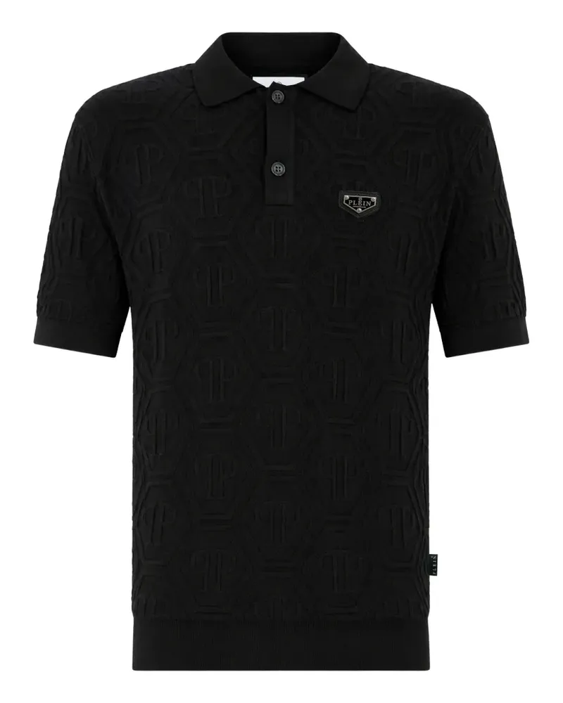 Philipp Plein jacquard-monogram polo shirt - Schwarz Schwarz
