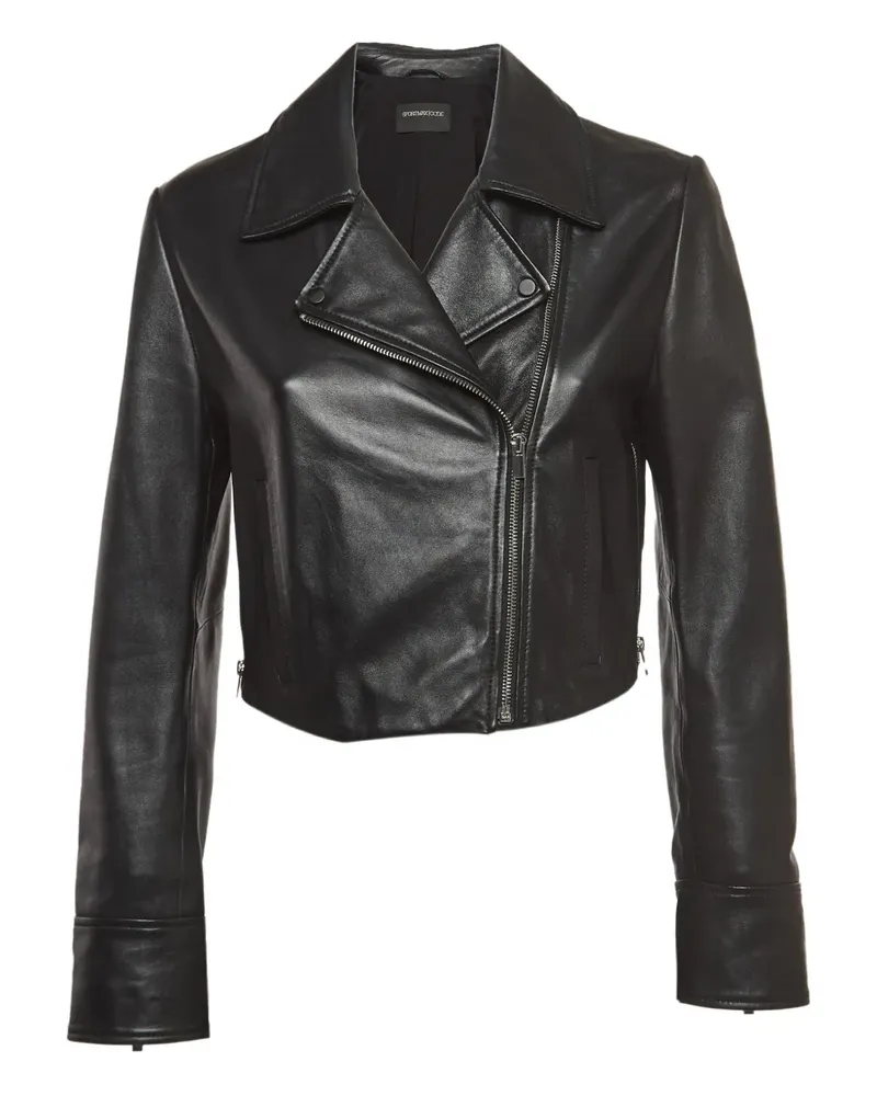 SPORTMAX Cropped-Lederjacke - Schwarz Schwarz