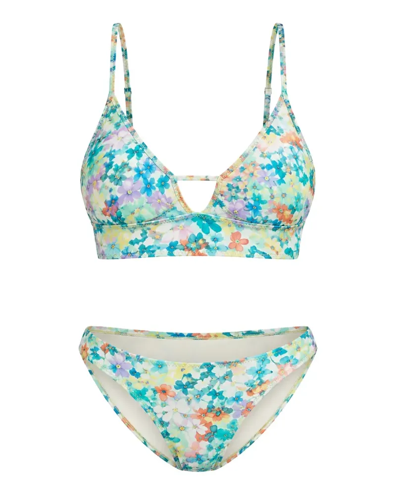 Billabong Gerüschter Bikini mit Blumenprint - Weiß Weiß