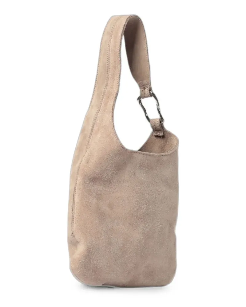 Vic Matié suede logo-patch shoulder bag - Nude Nude