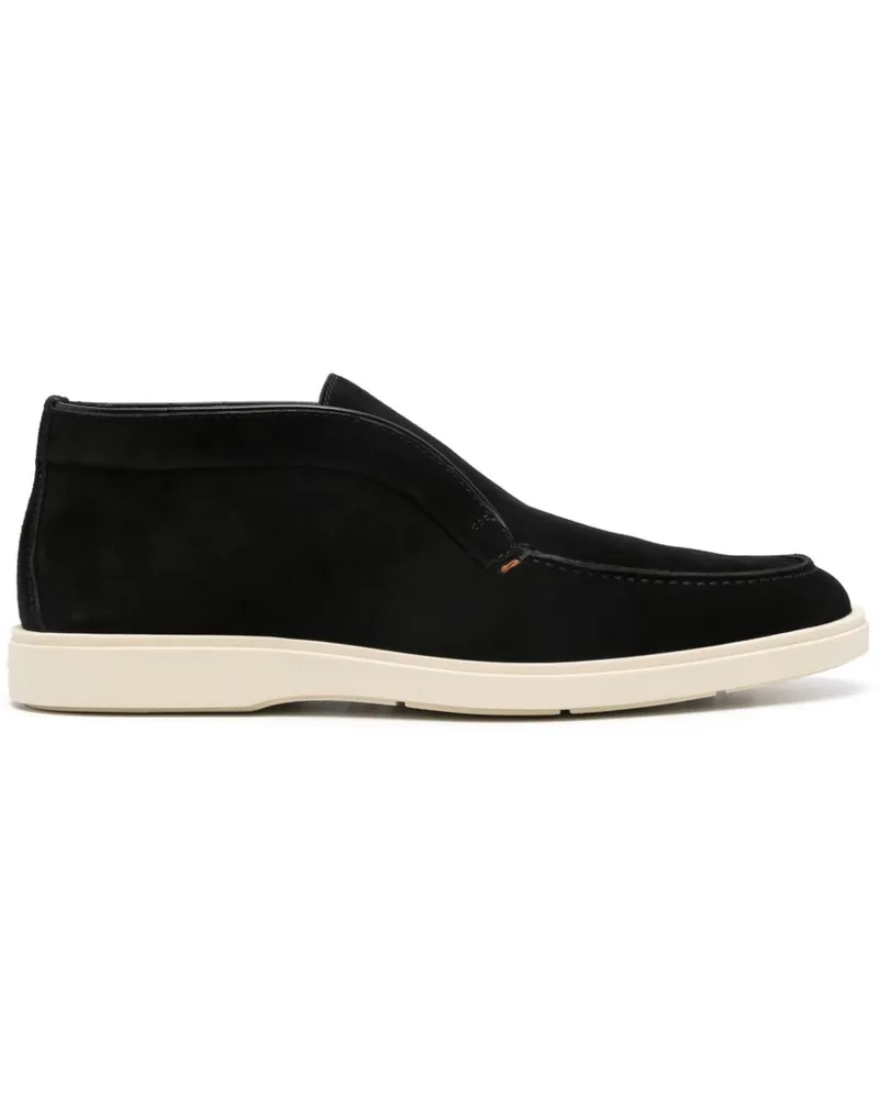Santoni Slip-On-Boots aus Wildleder Schwarz