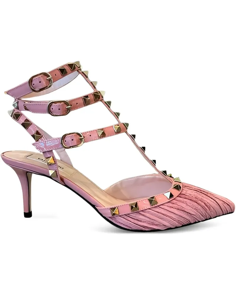 Valentino Garavani Rockstud Pumps mit Falten 25,5mm - Rosa Rosa