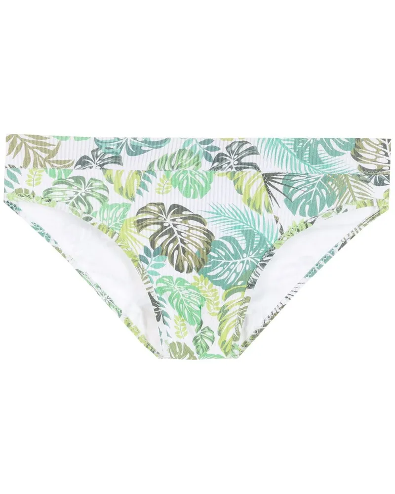 Amir Slama Badehose mit Blatt-Print - Weiß Weiß
