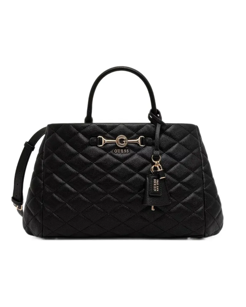 Guess Frances quilted logo-plaque tote bag - Schwarz Schwarz