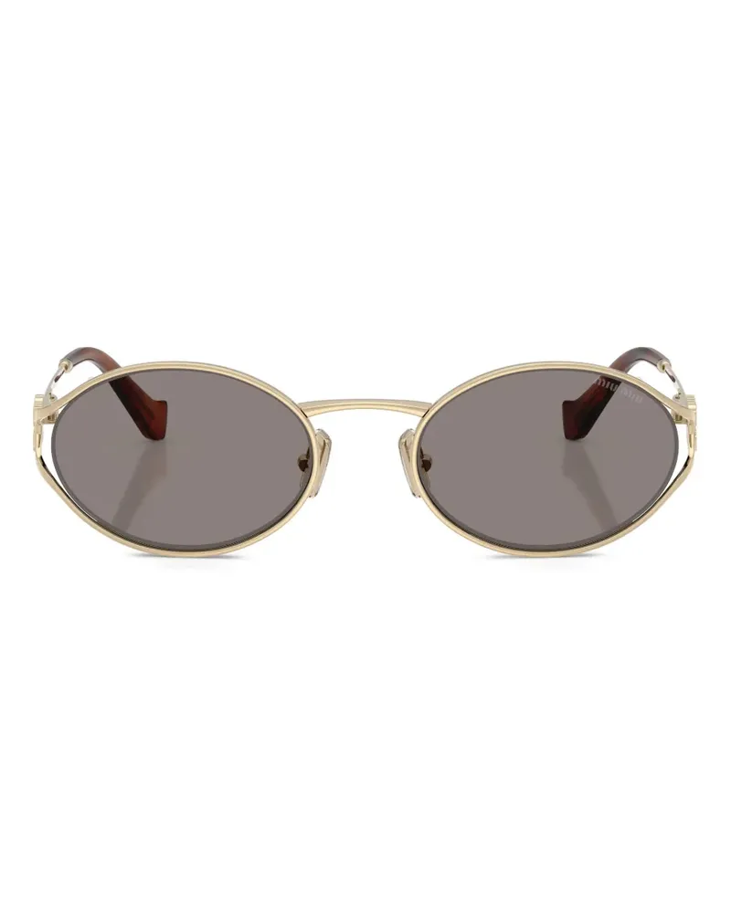 Miu Miu Sonnenbrille mit rundem Gestell - Gold Gold