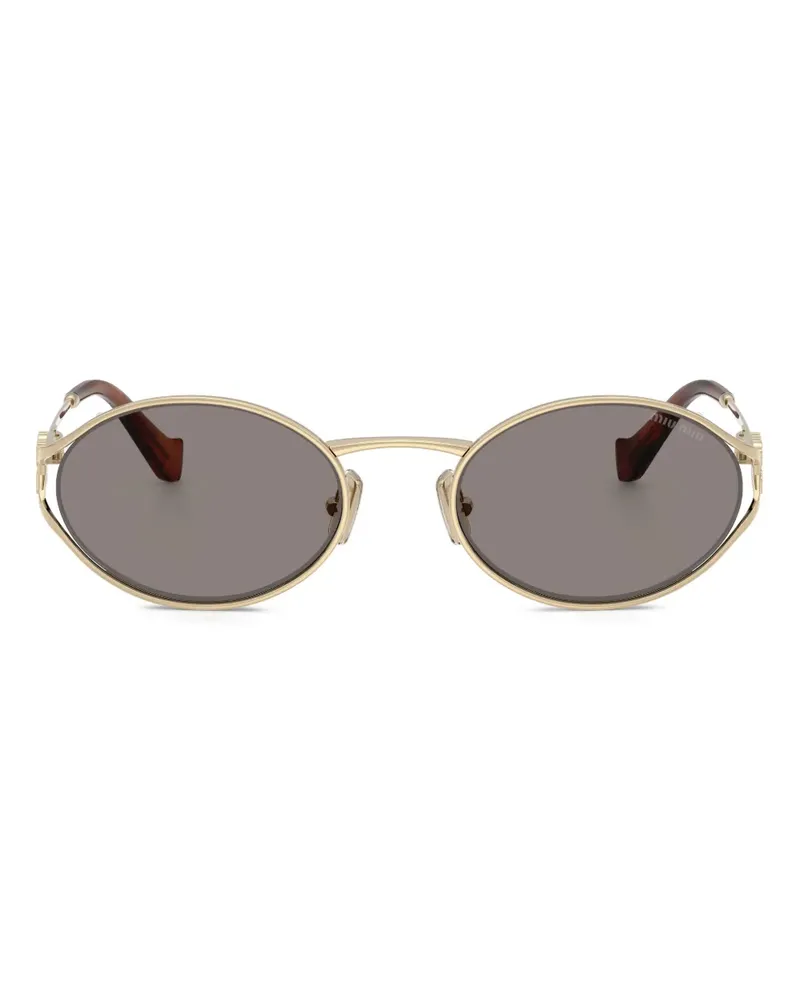 Miu Miu Sonnenbrille mit rundem Gestell - Gold Gold