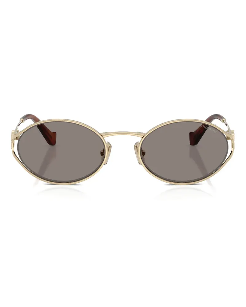 Miu Miu Sonnenbrille mit rundem Gestell - Gold Gold