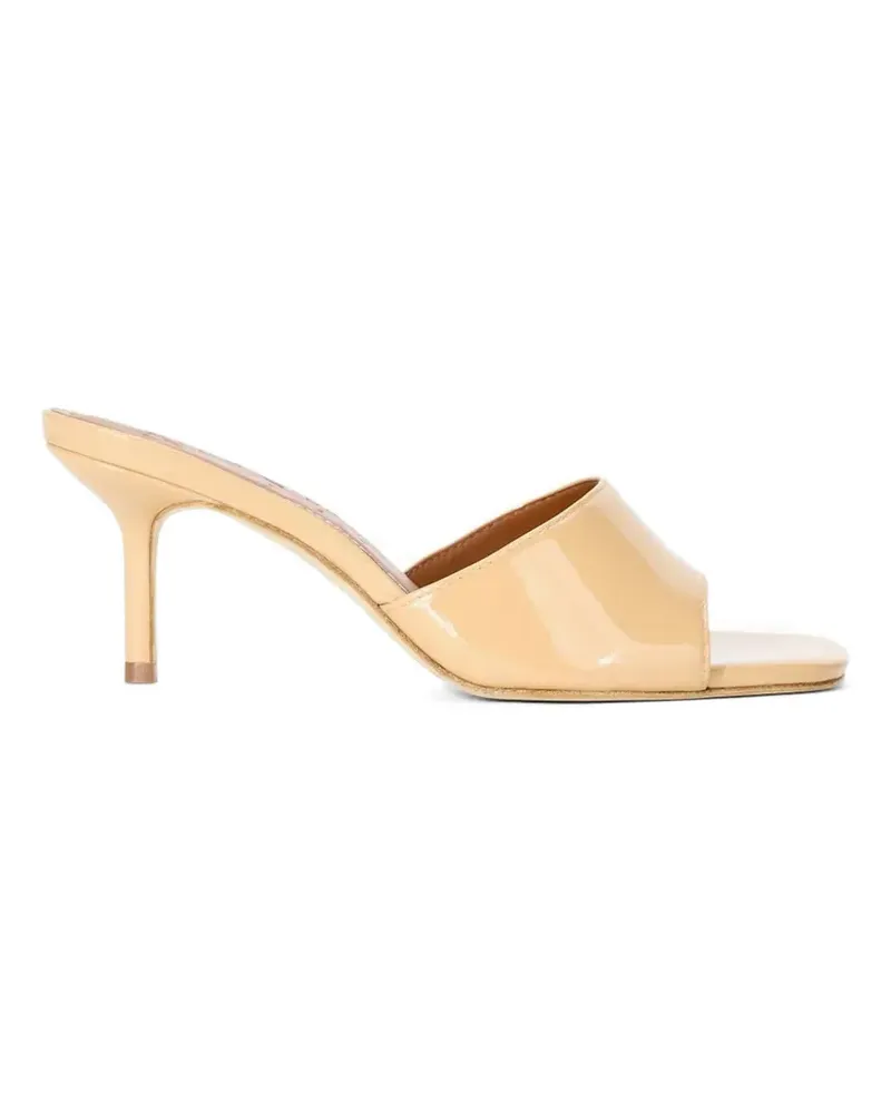 STAUD Bea patent-finish heeled mules - Nude Nude