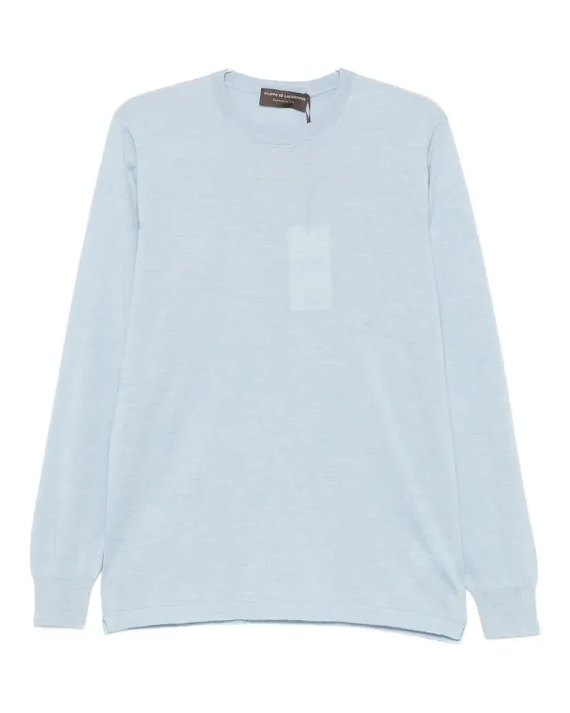 Filippo de Laurentiis Langarmshirt mit Rundhalsausschnitt - Blau Blau