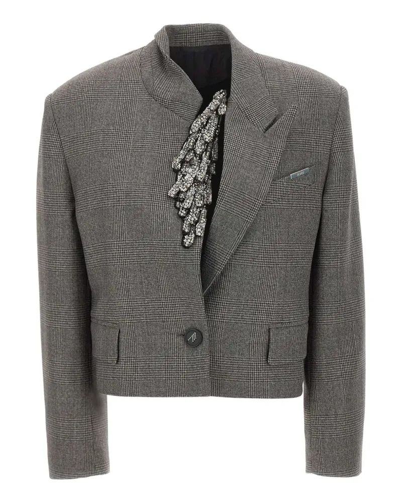 ATTICO sequin-embellished Prince of Wales check jacket - Grau Grau