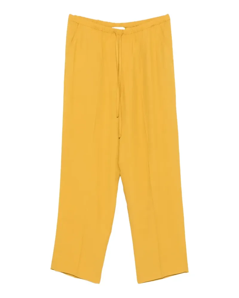 Second/Layer drawstring-waistband pressed-crease trousers - Schwarz Schwarz