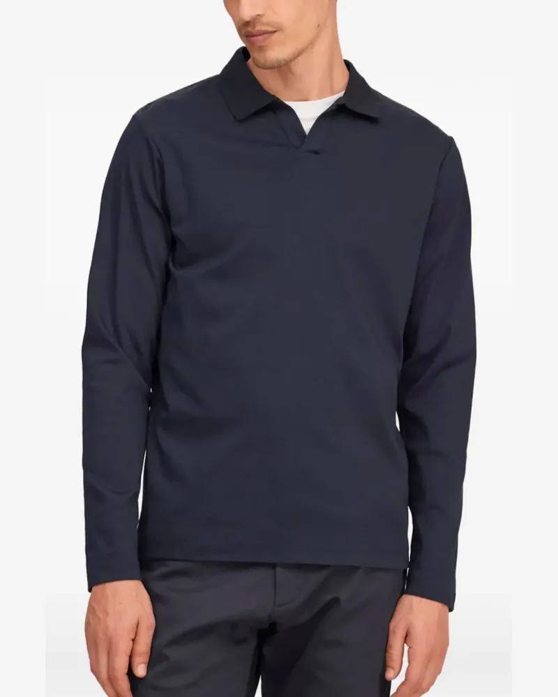NN 07 Paul open-collar long-sleeve T-shirt - Blau Blau