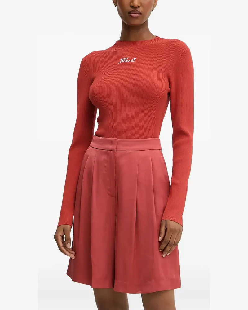 Karl Lagerfeld Gerippter Pullover mit Logo-Stickerei - Orange Orange
