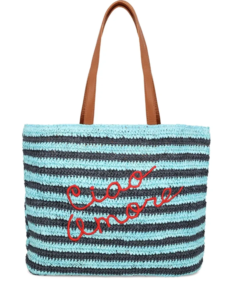 Giada Benincasa Gestreifter Tote Bag aus Raffiabast - Blau Blau