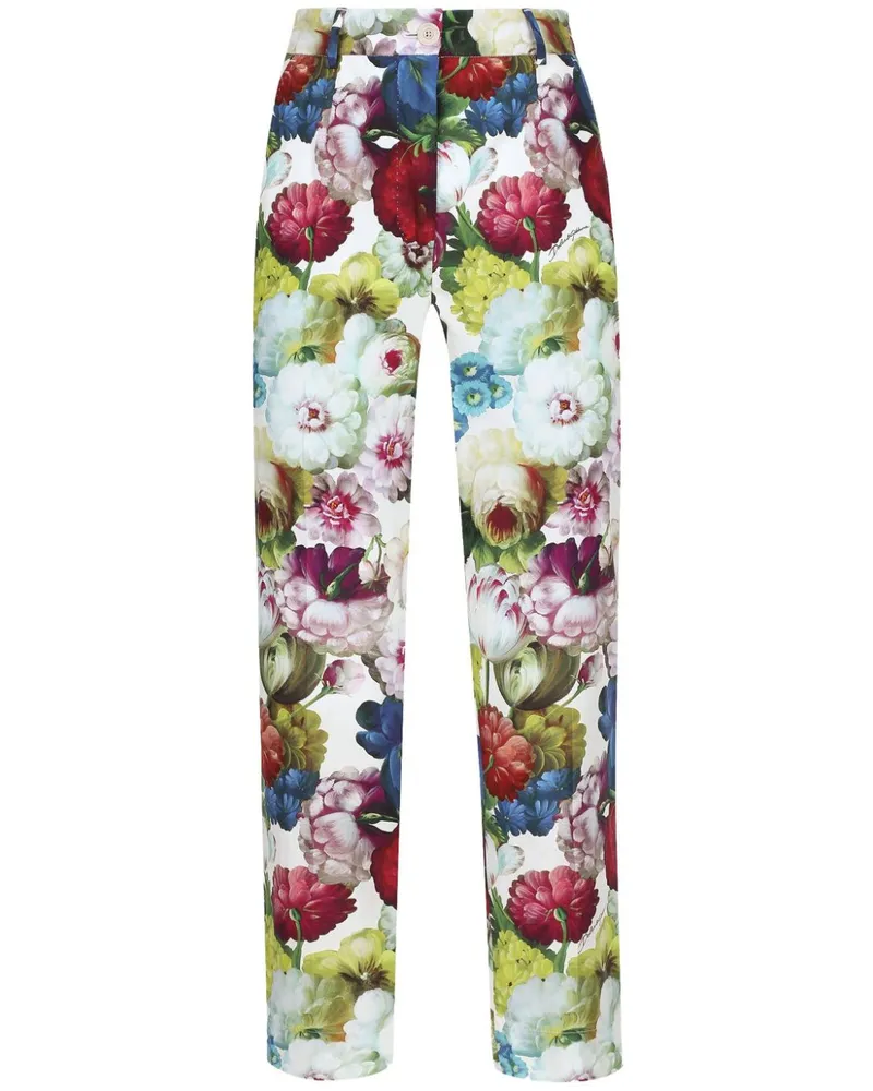 Dolce & Gabbana Cropped-Hose mit Blumen-Print - Weiß Weiß