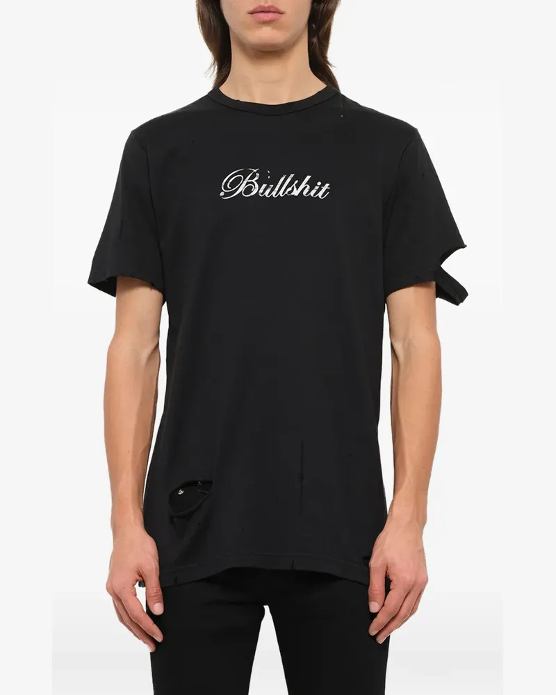 Mastermind Japan distressed logo-print T-shirt - Schwarz Schwarz