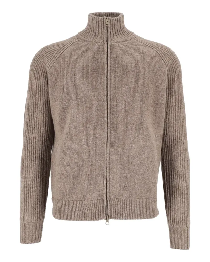 Luigi Bianchi Mantova Gerippter Cardigan mit Reißverschluss - Braun Braun