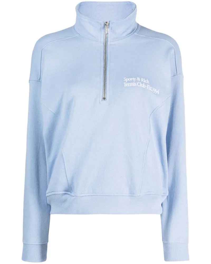 SPORTY & RICH Sweatshirt mit Slogan - Blau Blau