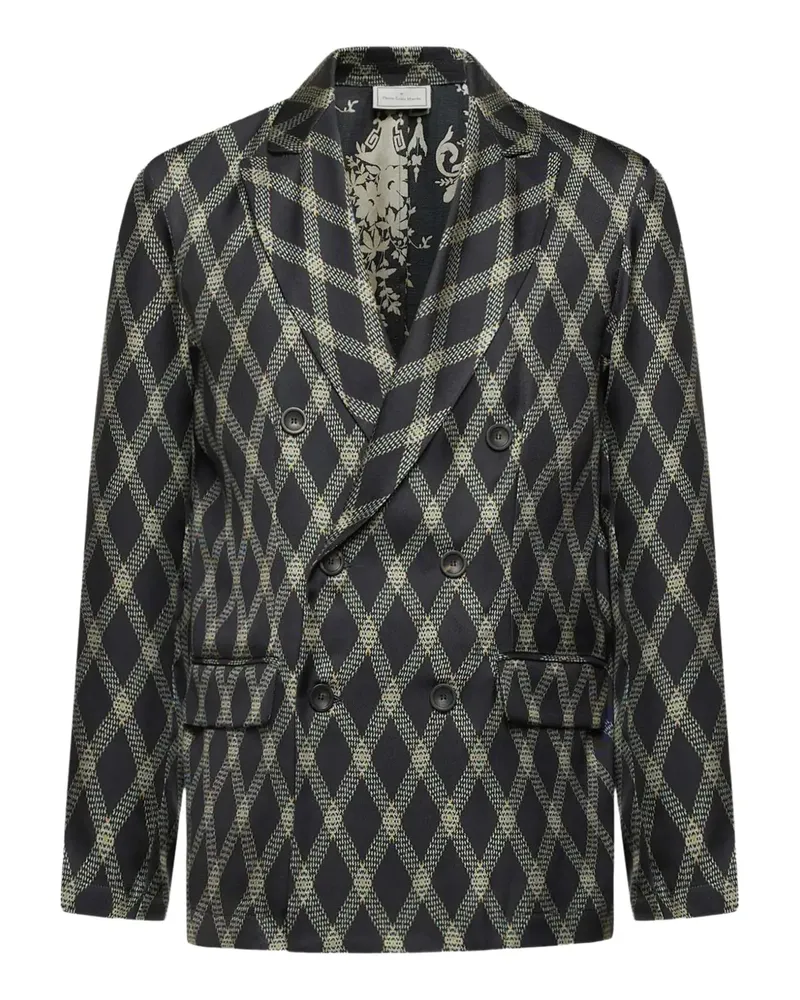 Pierre-Louis Mascia diamond-pattern double-breasted jacket - Schwarz Schwarz