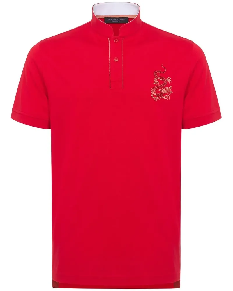 Shanghai Tang Poloshirt mit Drachenstickerei - Rot Rot
