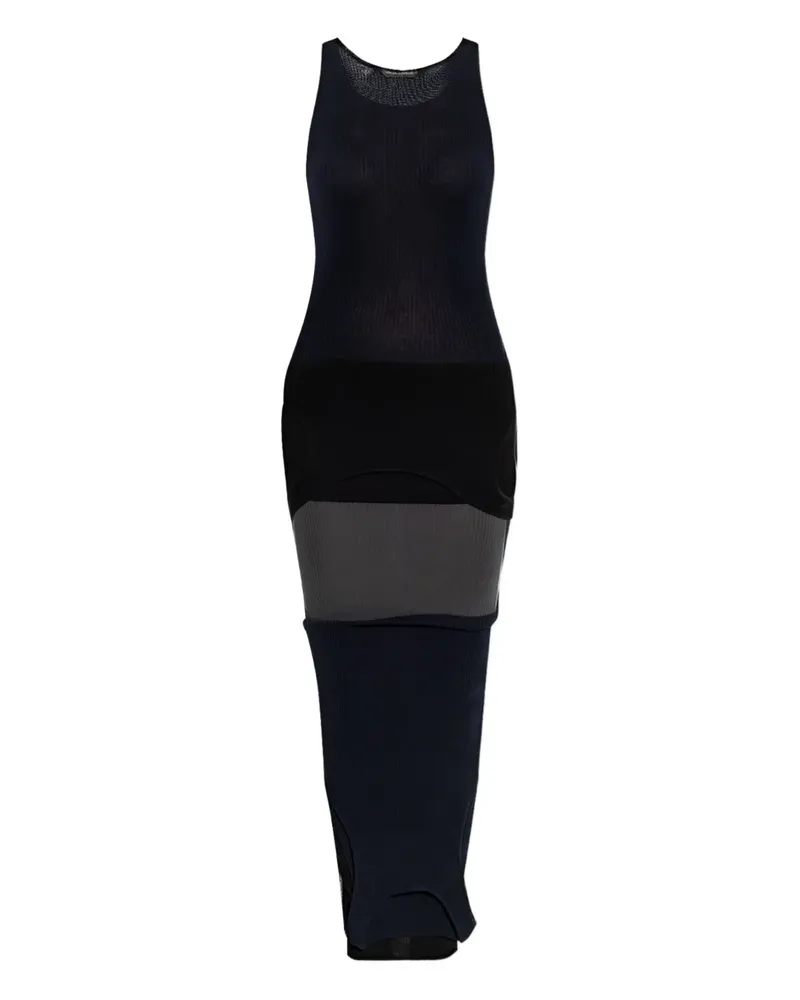 Balenciaga Geripptes Kleid - Schwarz Schwarz