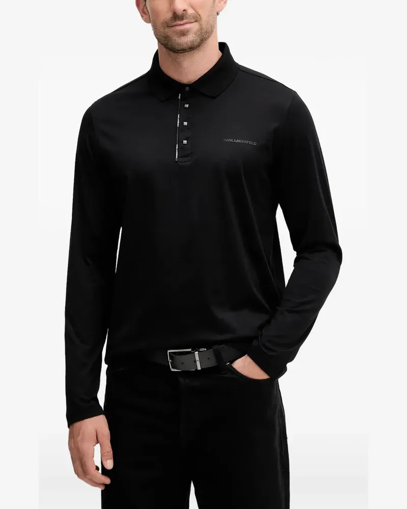 Karl Lagerfeld Langärmeliges Poloshirt - Schwarz Schwarz