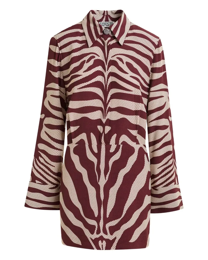 Essentiel Schulterfreies Minikleid mit Zebra-Print - Rot Rot