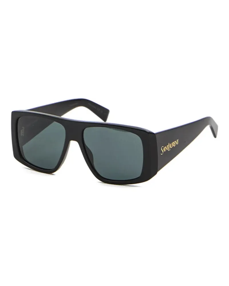 Saint Laurent Sonnenbrille mit eckigem Gestell - Schwarz Schwarz