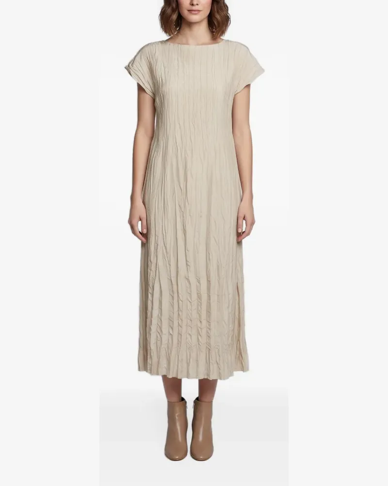 Totême crinkled cap-sleeve midi dress - Nude Nude