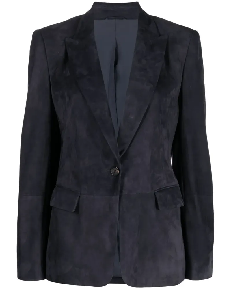 Brunello Cucinelli Einreihiger Lederblazer - Blau Blau