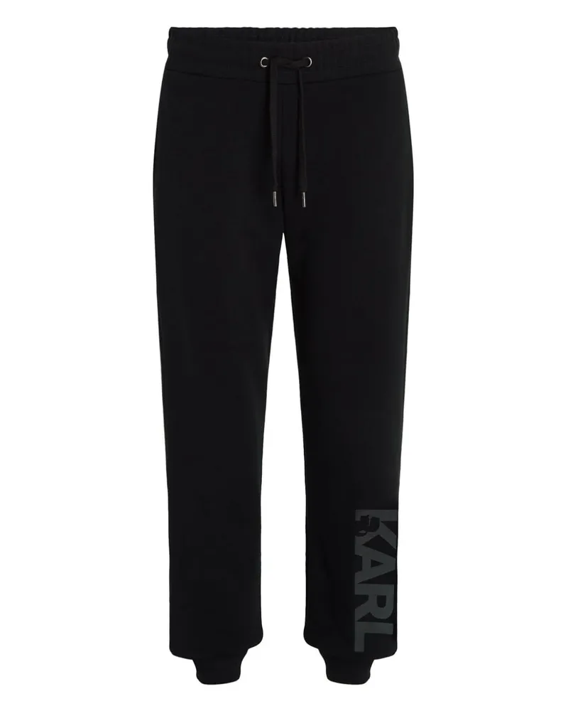 Karl Lagerfeld Jogginghose mit geflocktem Logo - Schwarz Schwarz
