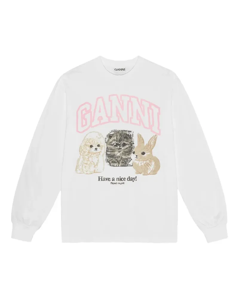 Ganni Sweatshirt mit Logo-Print - Weiß Weiß