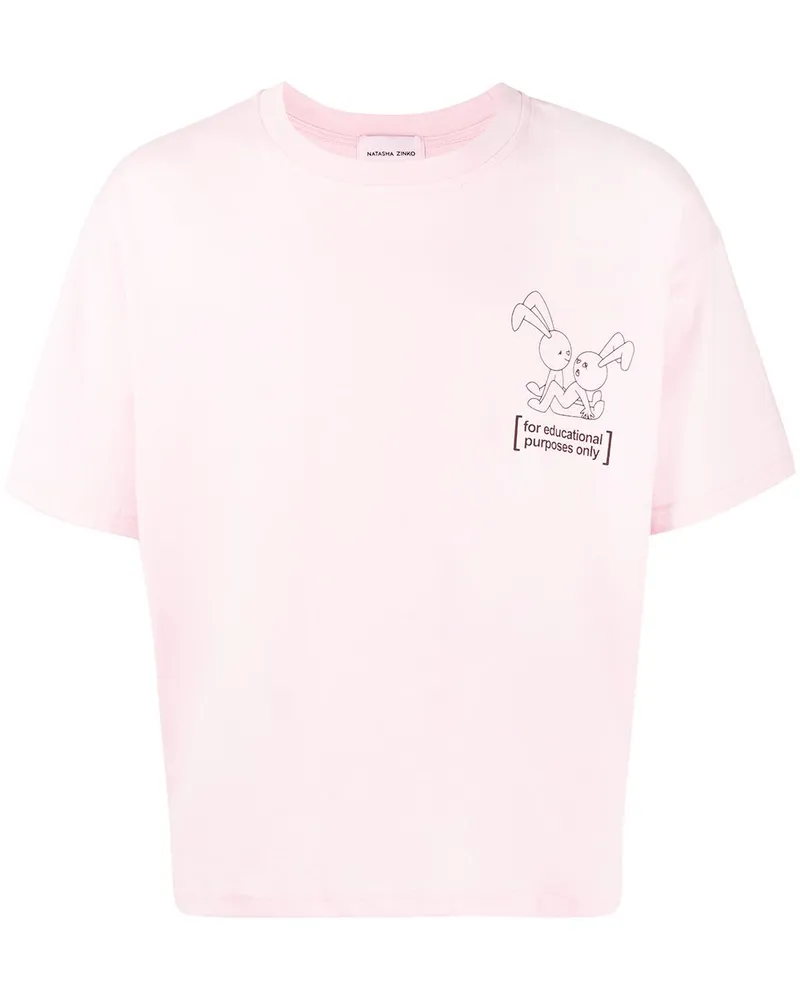 Natasha Zinko T-Shirt mit Hasen-Print Rosa